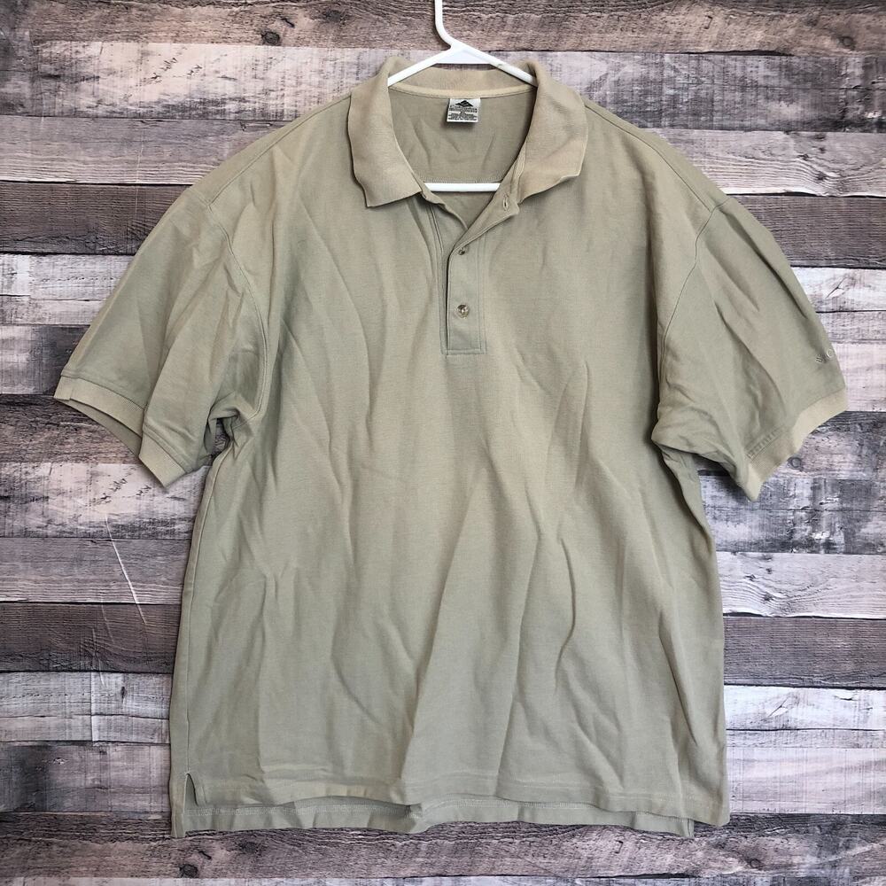 Columbia Mens Polo Shirt XL Tan Golf Short Sleeve Classic Preppy Business